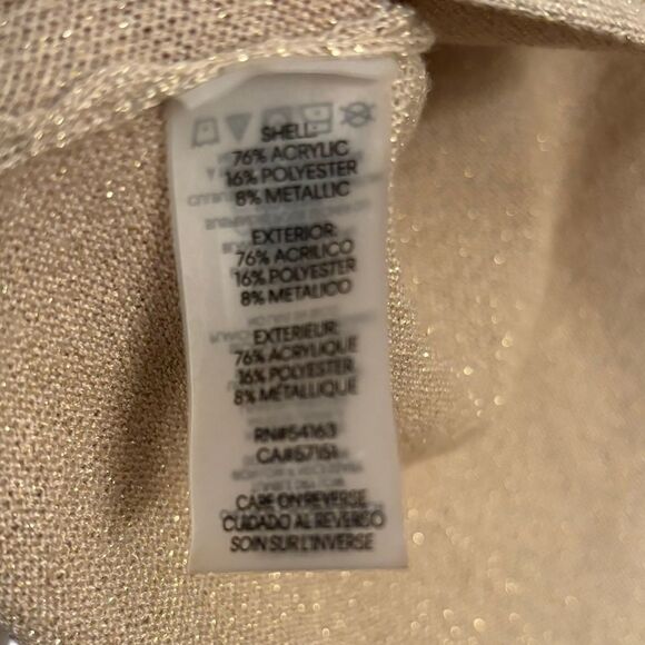 Calvin Klein Small Gold Sparkly Open Front Crop Cardigan NWOT  10 0341 - Picture 5 of 6